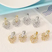 A Pair Of Love Earrings Micro-inlaid With Zirconium Plating 18K Gold Temperament Fashion  Earrings Light Luxury Design Can Be Worn Alone main image 1