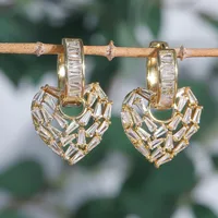 A Pair Of Love Earrings Micro-inlaid With Zirconium Plating 18K Gold Temperament Fashion  Earrings Light Luxury Design Can Be Worn Alone main image 2