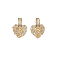 A Pair Of Love Earrings Micro-inlaid With Zirconium Plating 18K Gold Temperament Fashion  Earrings Light Luxury Design Can Be Worn Alone main image 5