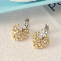 A Pair Of Love Earrings Micro-inlaid With Zirconium Plating 18K Gold Temperament Fashion  Earrings Light Luxury Design Can Be Worn Alone sku image 2
