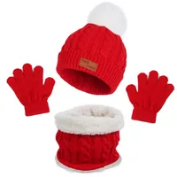 Autumn And Winter Children's Warm Knitted Hat Scarf Gloves Three-piece Set Baby Outdoor Cold-proof Wool Hat Three Pieces main image 4