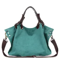 Women's Canvas Solid Color Vintage Style Square Zipper Handbag sku image 7