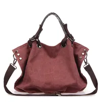 Women's Canvas Solid Color Vintage Style Square Zipper Handbag sku image 8