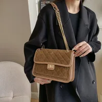 Women's Small Velvet Solid Color Vintage Style Classic Style Square Lock Clasp Shoulder Bag main image 3