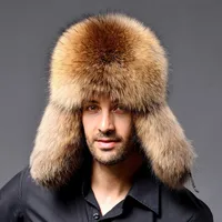 Fox Fur Hat Men's Winter Raccoon Fur Lei Feng Hat Imitation Fur Men's Hat Outdoor Ear Protection Thickened Warm Snow Hat main image 1