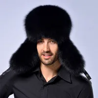 Fox Fur Hat Men's Winter Raccoon Fur Lei Feng Hat Imitation Fur Men's Hat Outdoor Ear Protection Thickened Warm Snow Hat sku image 1
