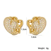1 Pair Simple Style Heart Shape Copper Zircon Earrings main image 2