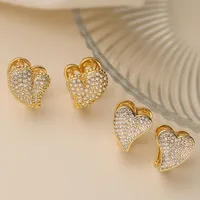 1 Pair Simple Style Heart Shape Copper Zircon Earrings main image 1