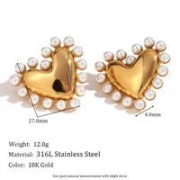 1 Pair Simple Style Classic Style Geometric Star Heart Shape Plating 316L Stainless Steel  18K Gold Plated Ear Studs sku image 10
