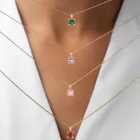 Elegant Simple Style Classic Style Square 201 Stainless Steel Artificial Crystal Zircon Women's Pendant Necklace main image 1