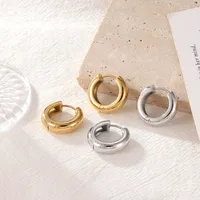 1 Pair Cute Luxurious Simple Style Round 304 Stainless Steel 16K Gold Plated Earrings main image 1