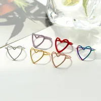 Sweet Solid Color Heart Shape Copper Plating Hollow Out 18k Gold Plated Rose Gold Plated Silver Plated Rings main image 3