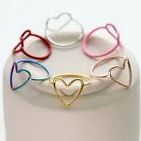Sweet Solid Color Heart Shape Copper Plating Hollow Out 18k Gold Plated Rose Gold Plated Silver Plated Rings main image 2