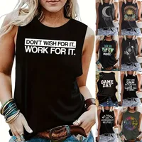 Women's Pullovers Vest Tank Tops Casual Letter Moon main image 1