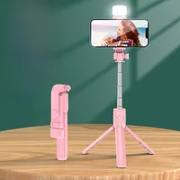 Direct Mini Portable Handheld Mobile Phone Bluetooth Selfie Stick Tripod Flash Light Photography Tool sku image 5