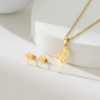 Simple Style Classic Style Map Infinity Life Tree 201 Stainless Steel Plating Women's Earrings Necklace Jewelry Set sku image 36