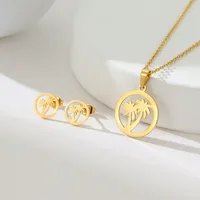 Simple Style Classic Style Map Infinity Life Tree 201 Stainless Steel Plating Women's Earrings Necklace Jewelry Set sku image 11