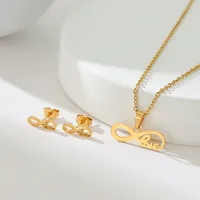 Simple Style Classic Style Map Infinity Life Tree 201 Stainless Steel Plating Women's Earrings Necklace Jewelry Set sku image 35