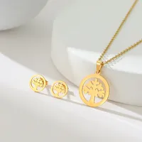 Simple Style Classic Style Map Infinity Life Tree 201 Stainless Steel Plating Women's Earrings Necklace Jewelry Set sku image 14
