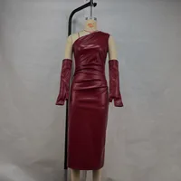 Women's Hip Skirt Streetwear Oblique Collar Sleeveless Solid Color Midi Dress Holiday sku image 5