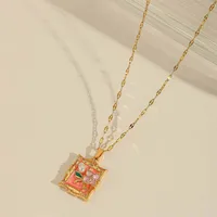 Casual Cute Artistic Conch Heart Shape Flower 304 Stainless Steel Epoxy Inlay Acrylic Imitation Pearl 18K Gold Plated Women's Pendant Necklace main image 3
