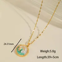 Casual Cute Artistic Conch Heart Shape Flower 304 Stainless Steel Epoxy Inlay Acrylic Imitation Pearl 18K Gold Plated Women's Pendant Necklace sku image 1
