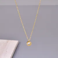 Simple Style Round 304 Stainless Steel Inlay Zircon 18K Gold Plated Women's Pendant Necklace main image 4