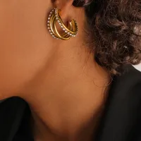 1 Pair Retro Classic Style C Shape 304 Stainless Steel 316 Stainless Steel  18K Gold Plated Ear Studs main image 6