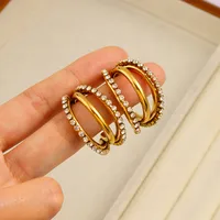 1 Pair Retro Classic Style C Shape 304 Stainless Steel 316 Stainless Steel  18K Gold Plated Ear Studs main image 3
