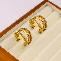 1 Pair Retro Classic Style C Shape 304 Stainless Steel 316 Stainless Steel  18K Gold Plated Ear Studs main image video