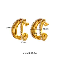 1 Pair Retro Classic Style C Shape 304 Stainless Steel 316 Stainless Steel  18K Gold Plated Ear Studs main image 2