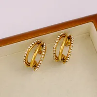 1 Pair Retro Classic Style C Shape 304 Stainless Steel 316 Stainless Steel  18K Gold Plated Ear Studs main image 4