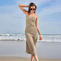 Women's Sundress Elegant Sexy Halter Neck Sleeveless Stripe Midi Dress Beach main image 1