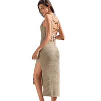 Women's Sundress Elegant Sexy Halter Neck Sleeveless Stripe Midi Dress Beach main image 5