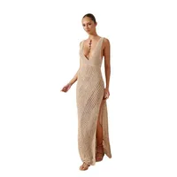 Women's Sundress Elegant Sexy V Neck Thigh Slit Backless Sleeveless Solid Color Maxi Long Dress Beach main image 5