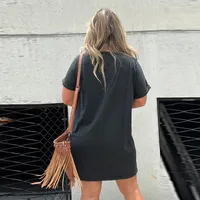 Women's T Shirt Dress Casual Round Neck Short Sleeve Guitar Letter Wings Above Knee Daily main image 3