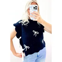 Women's Vest Short Sleeve Sweaters & Cardigans Casual Bow Knot main image 1