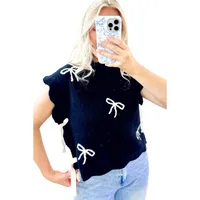 Women's Vest Short Sleeve Sweaters & Cardigans Casual Bow Knot main image 5