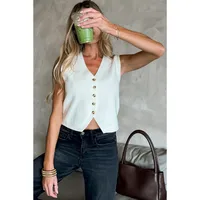 Women's Vest Sleeveless Blazers Button Casual Elegant Solid Color main image 3