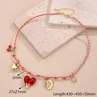 Modern Style Sweet Fruit Heart Shape Flower 304 Stainless Steel Cotton Copper Polishing Enamel Plating Zircon 18K Gold Plated Women's Bracelets Necklace Jewelry Set main image 3