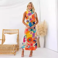 Women's Sheath Dress Vacation Round Neck Sleeveless Flower Midi Dress Holiday main image 2
