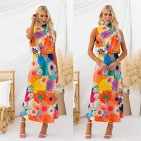 Women's Sheath Dress Vacation Round Neck Sleeveless Flower Midi Dress Holiday main image 1