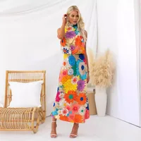Women's Sheath Dress Vacation Round Neck Sleeveless Flower Midi Dress Holiday main image 5