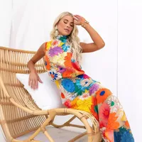 Women's Sheath Dress Vacation Round Neck Sleeveless Flower Midi Dress Holiday main image 4