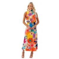 Women's Sheath Dress Vacation Round Neck Sleeveless Flower Midi Dress Holiday main image 3