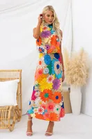 Women's Sheath Dress Vacation Round Neck Sleeveless Flower Midi Dress Holiday sku image 2