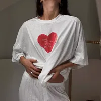 Women's T-shirt Half Sleeve T-Shirts Vacation Simple Style Heart Shape main image 3