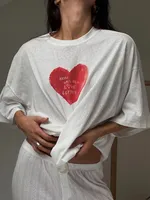 Women's T-shirt Half Sleeve T-Shirts Vacation Simple Style Heart Shape sku image 4