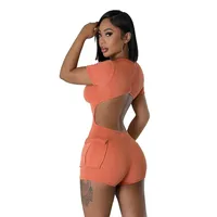 Women's Yoga Fitness Stripe Backless Rompers main image 5