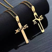 Retro Cross Letter 304 Stainless Steel Plating Unisex Pendant Necklace main image 1